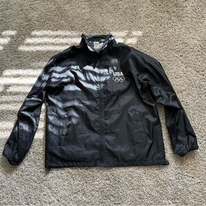 USA Olympic Black Men's Windbreaker Jacket - Lightweight Zip-Up
